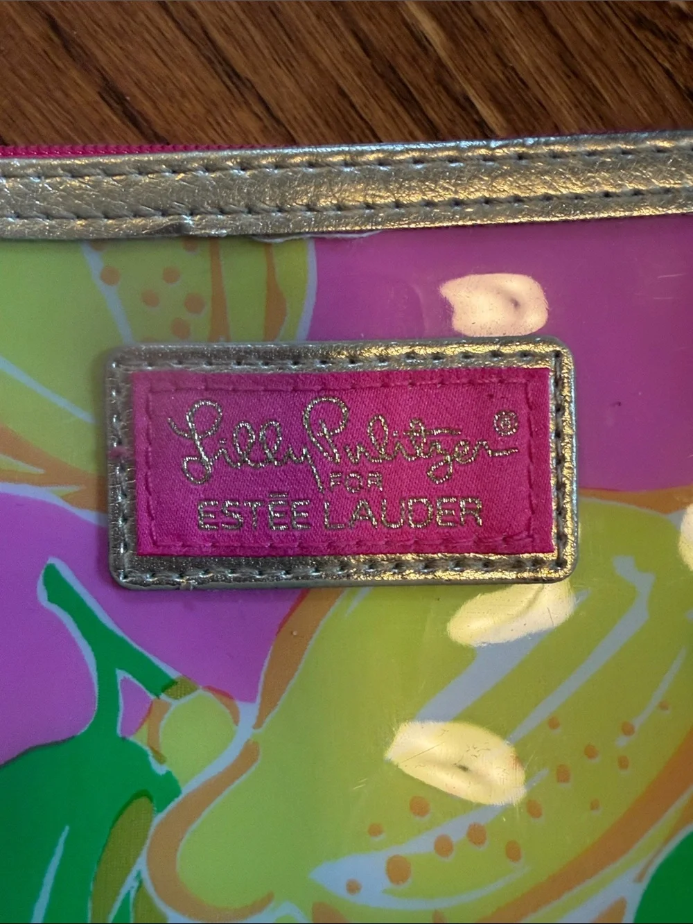Lilly Pulitzer for Estée Lauder pink with lemons makeup pouch 9-1/2